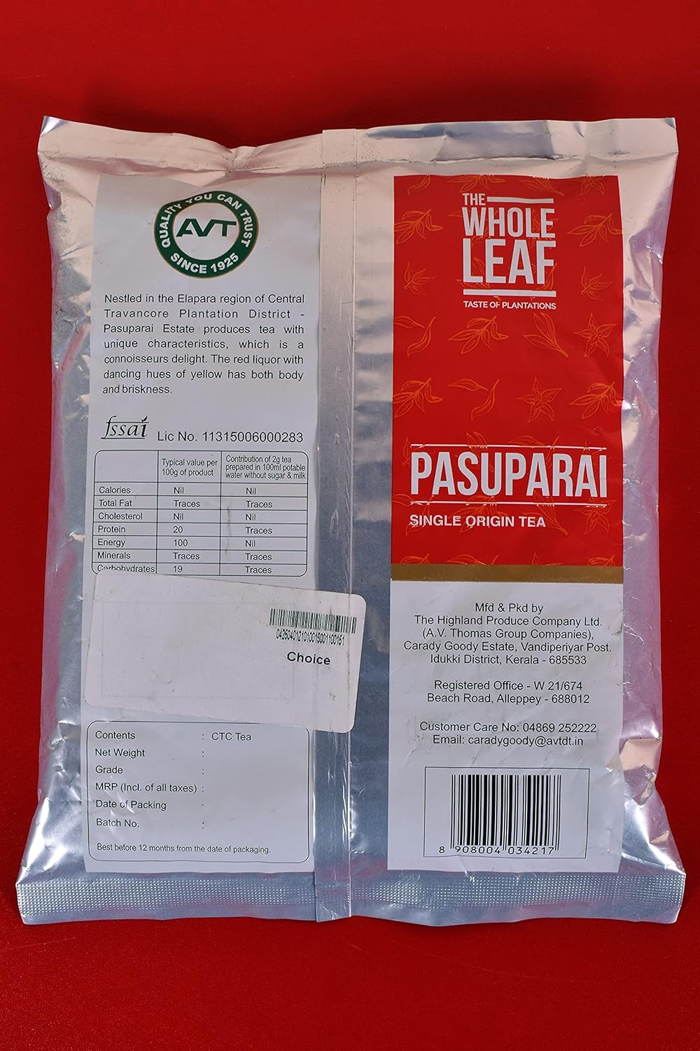 AVT Pasuparai Single Origin Black Tea | The Whole Leaf | Granule | 1Kg | CTC | BOP | Premium Blend | Kerala Idukki Special | Rich Flavor